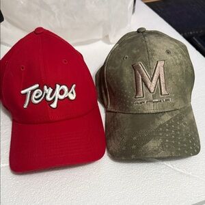 Red and Olive Baseball Caps U of Maryland Terps logo